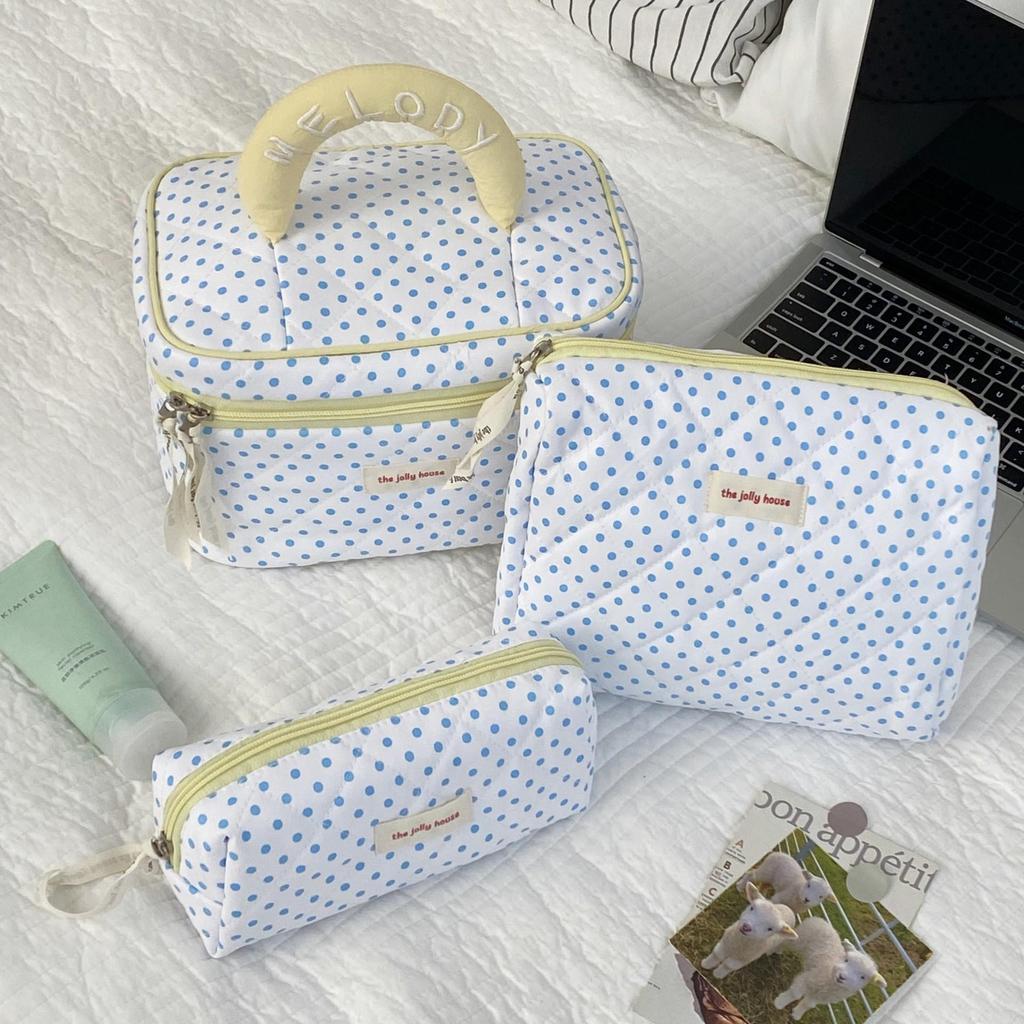 Korean-Style Large Capacity Bow Makeup Bag - Portable Travel Cosmetic Storage for Girls