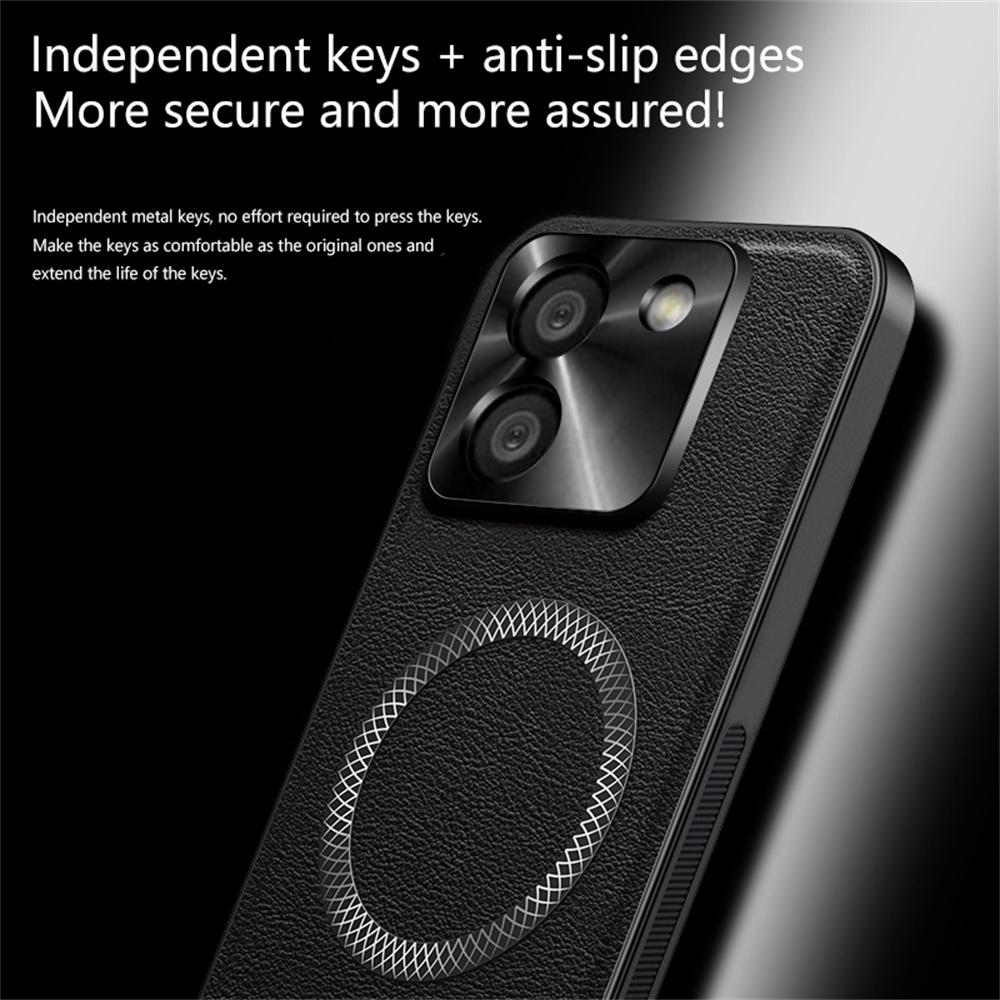 For Xiaomi Poco M7 Pro 5G Case Compatible with MagSafe PU TPU PC Phone Back Cover with Metal Lens Frame
