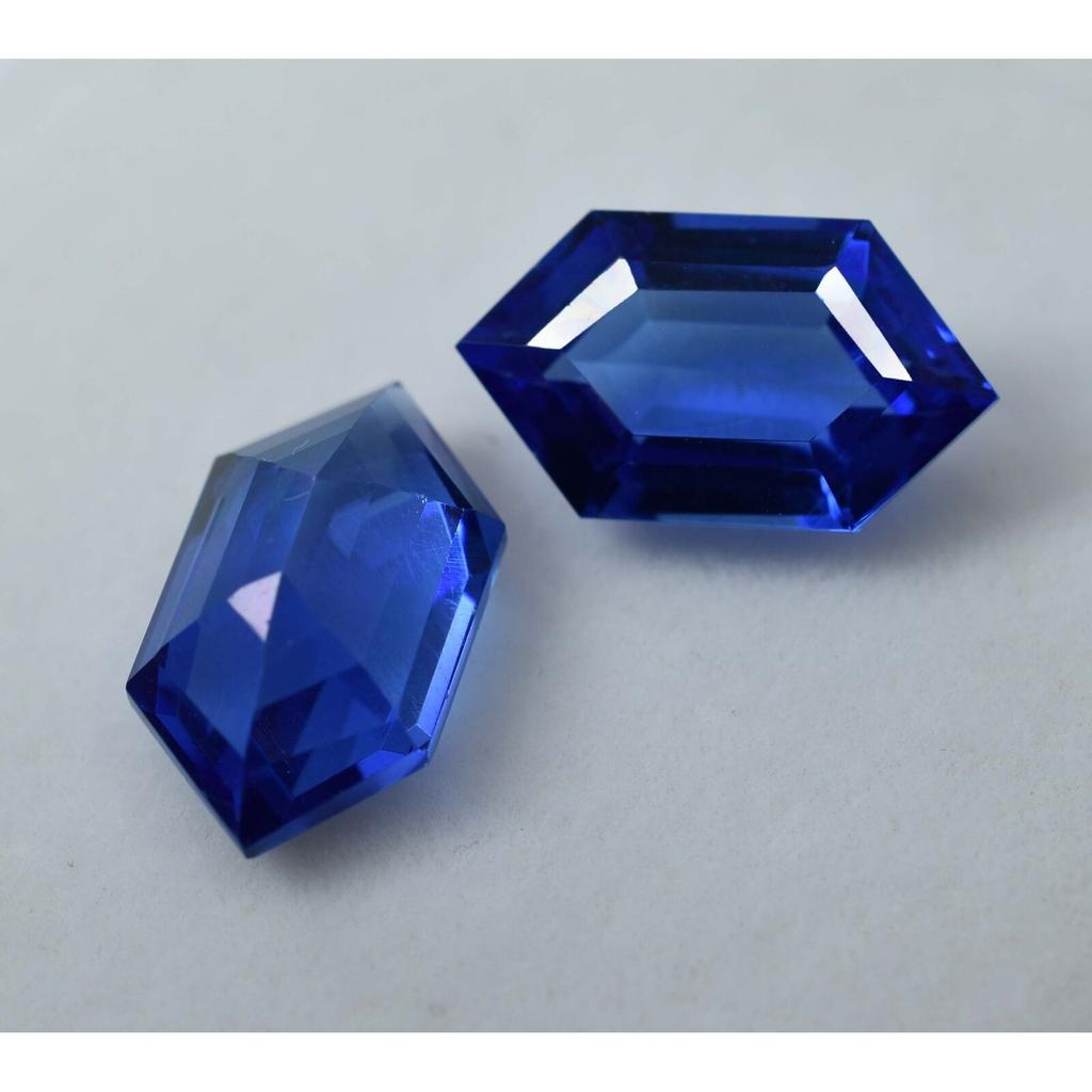 Natural Blue Tanzanite Loose Gemstone 18.50 Ct Fancy Cut Pair for Jewelry Making and Gem Collections