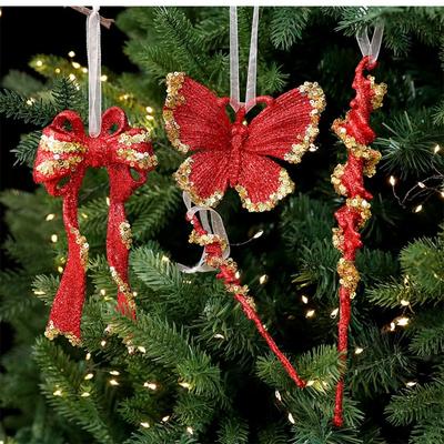 Plastic Christmas Merry Hanging Decoration Red Hanging Sign Christmas Christmas Ornaments Gold Glitter Hanging Text Decoration