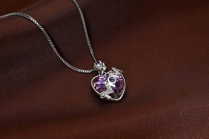 Jovivi Crystal Heart Glass Necklace for Mom Mother's Day Gift