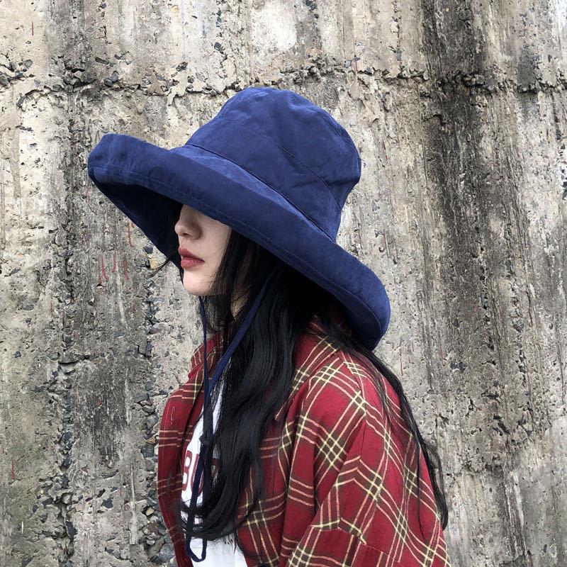Summer sun protection hat women's versatile double-sided with large brim bucket hat outdoor UV protection travel visor