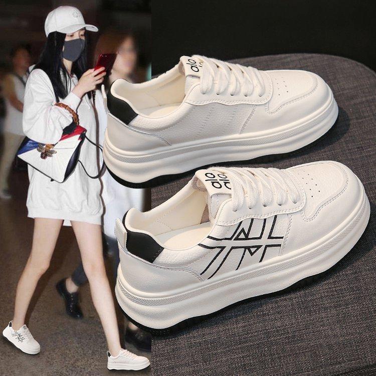 Thick Baseplate Shoes Women's New Height Increase In Spring and Autumn 2025 Casual Versatile Leather Casual Breathable Little White Shoes Women
