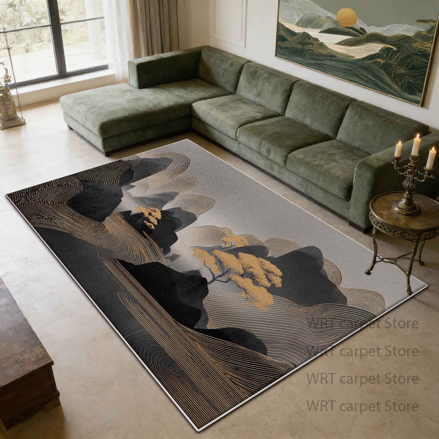 

Abstract Mountain Water Light Luxury Rug Decoration Modern Home Soft Living Room Carpet Office Coffee Tables Non-slip Plush Mats 60x90cm
