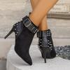 Herbst/Winter Neue Stiefel Nieten High Heels Sexy Schlankmachende Mode Stiefel Spitze Zehen Stiletto Absatz Schlank Elegant Damen Kurze Stiefel