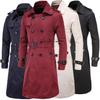 Nový Pánský Podzimní Oděvní Butik Evropský a Americký Dlouhý Slim-fit Dvouřadý Trenčkot Pánský Kabát