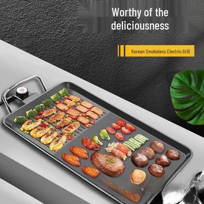 Korean-Style Electric Barbecue and Teppanyaki Grill: Non-Stick, Smokeless, All-in-One Pot for Grilling and Shabu-Shabu.