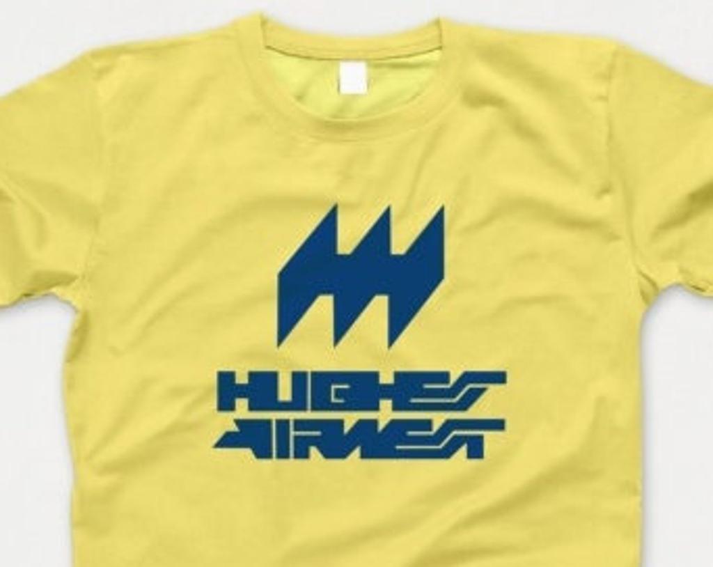 Hughes Airwest T Shirt EE377 Retro Yellow Unisex Graphic Tee