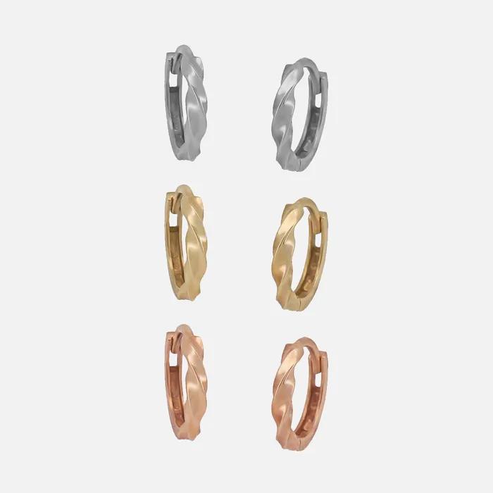 14k slim twist one touch earrings (1pair)