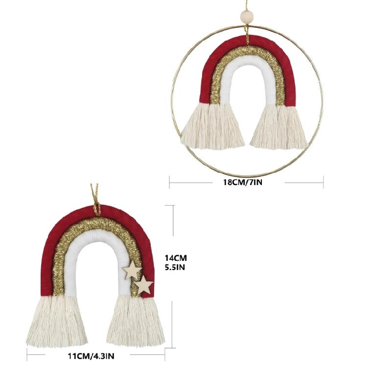 Macrame Rainbow Wall Hanging For Kids Room Decor Christmas Ornament Wall Hanging
