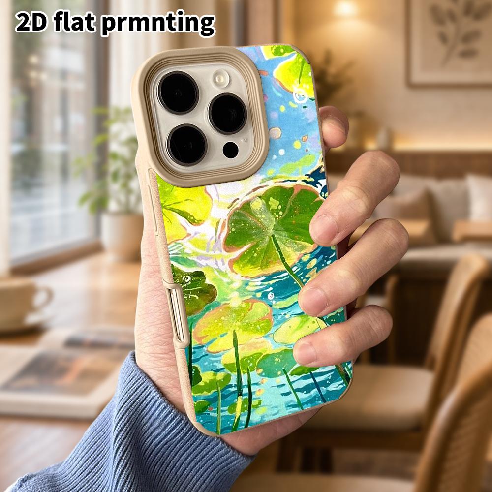 Phone Case: Lambskin 2D Flat Samsung Galaxy A34 A35 M05 M06 S20 S22 S21 FE Plus 5G Protective Case, Lotus Pond and Leaves, Christmas and Halloween Gif