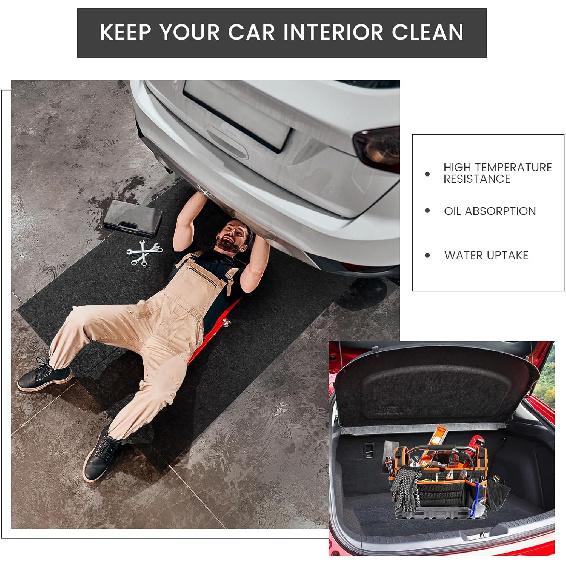 1 Pcs Garage Floor Mat 29 X 36 Inch Oil Spill Mat Oil Absorbent Pads Reusable, Washable, Waterproof Backing Conta Liquids, Protects Garage Floor Or