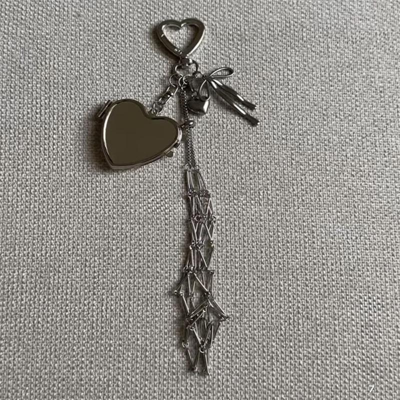 Metal Net Pocket Lipstick Bag Keyring Portable Lip Balm Keyring Holder Lipsticks Protective Cover Mirror Keyring Bag Charm Decor