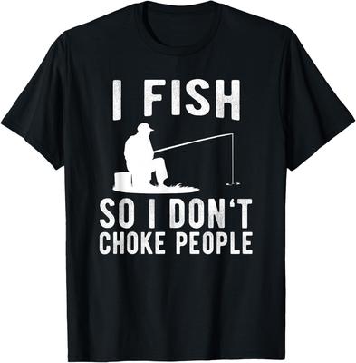 Ich fische, damit ich Leute nicht erwürge Lustiges Angel-T-Shirt Klein