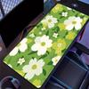 PC White Floral Pattern Large Gaming Mouse Pad Keyboard Laptop Nonslip Rubber Desk Mat Extralarge Decorative Mat