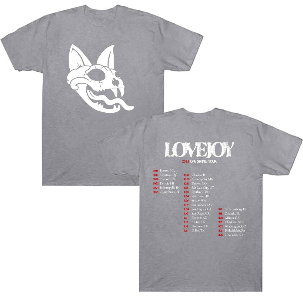 Loveoy 2025 One Simple Tour T-skjorter Lovejoy Band Grafiske T-skjorter Casual Herreklær Mote Unisex Høy Kvalitet Bomulls-T-skjorte Y2K