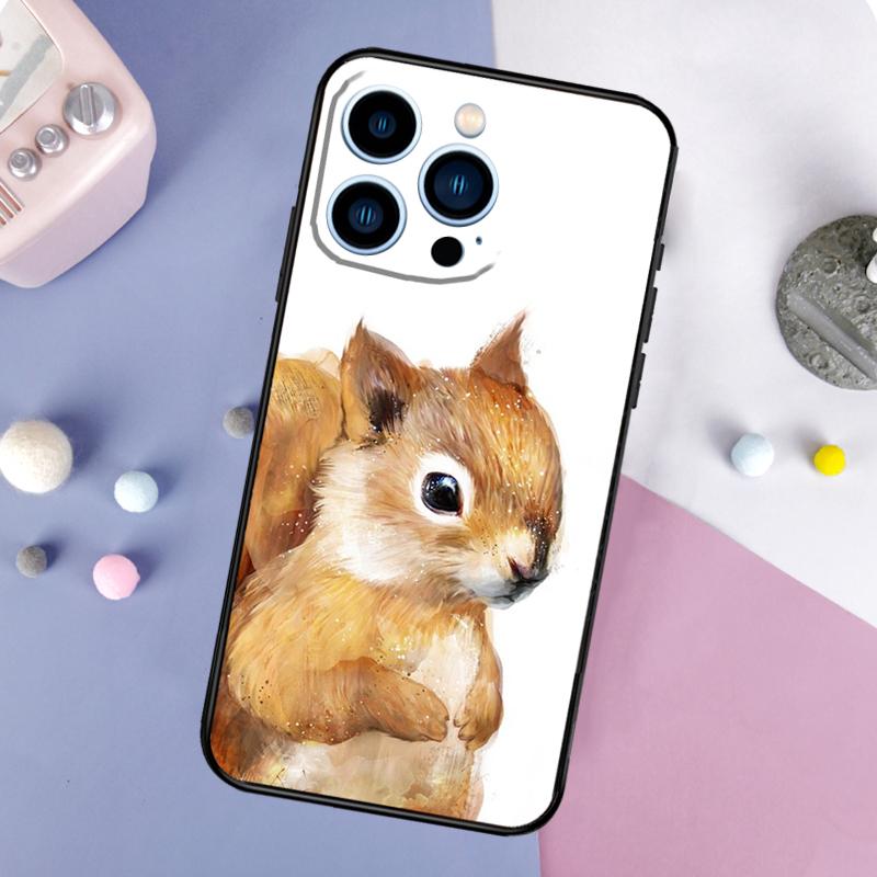 Cute Animal Squirrel Case For iPhone 16 15 14 Pro 11 12 13 Pro Max XS X XR Plus 12 13 Mini Soft Cover