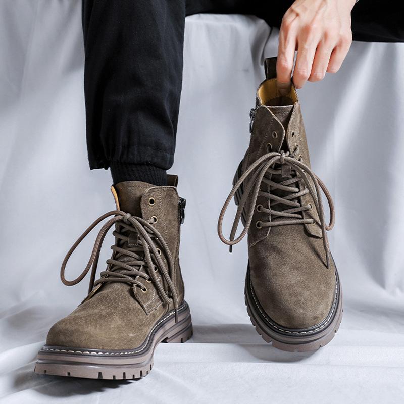 mens casual desert boots breathable cow suede leather shoes outdoors cowboy tooling work boot spring autumn platform ankle botas