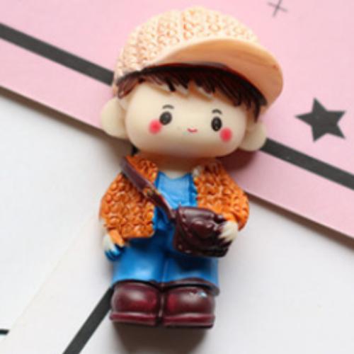 1PC Cute Cartoon Resin Boy Girl Child Cream Mobile Phone Case Laptop DIY Decoration Sticker for Students Phone Accessories