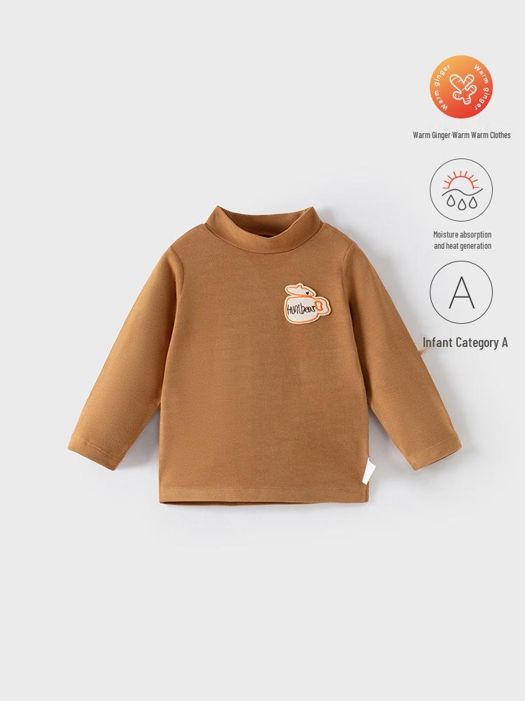 

Coral Fleece Long-Sleeve High-Neck T-Shirt for Babies and Toddlers - Warm, Casual Layer for Boys & Girls 100 cm