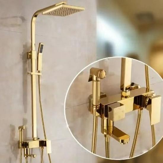 Gold All-Copper Constant Temperature European Shower Set with Booster Head