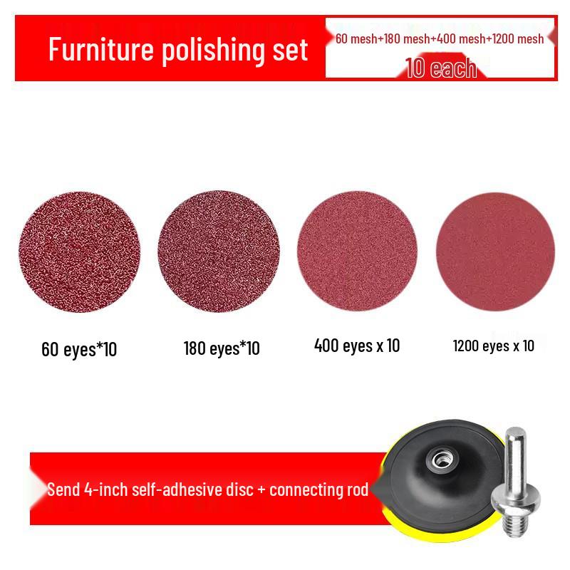 4" Sandpaper Flocking Woodworking Polisher with Self-Adhesive Hook & Loop Angle Grinder Sanding Discs
