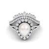 925 Sterling Silver 1.99 Cts Pear Shape Pearl Solitaire Tiara Crown Women Wedding Ring