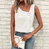 2026 New Women's Casual Slant Collar Sleeveless Regular Pullover Multicolor Women's Tops T-Shirt