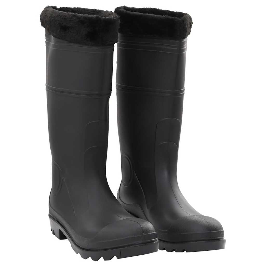 vidaXL Gummistiefel mit Herausnehmbarem Innenfutter Schwarz Gr. 45 PVC schwarz