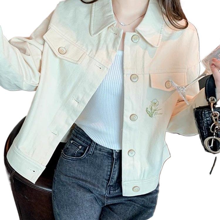 2025 Autumn Versatile French Style Embroidered Short Jacket – Casual, Loose Fit