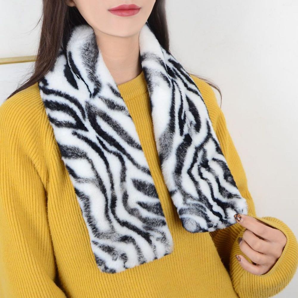 Leopardenmuster Kunstpelz Schal - Damen Winter Warm Vielseitig Kreuz-Halswärmer Damen Schals