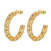 18K Gold-Plated Retro Stainless Steel Round Earrings