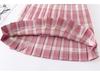 High-Waisted Japanese School Uniform Plaid Pleated Skirt - Raspberry & Black Tea