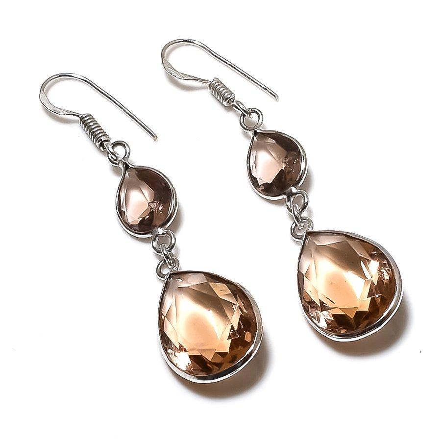 

Natural Morganite Gemstone 925 Sterling Silver Jewelry Earring 2.17 g8y89
