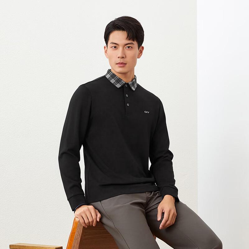 Goldlion Men's Wool Blend Long Sleeve Polo Shirt