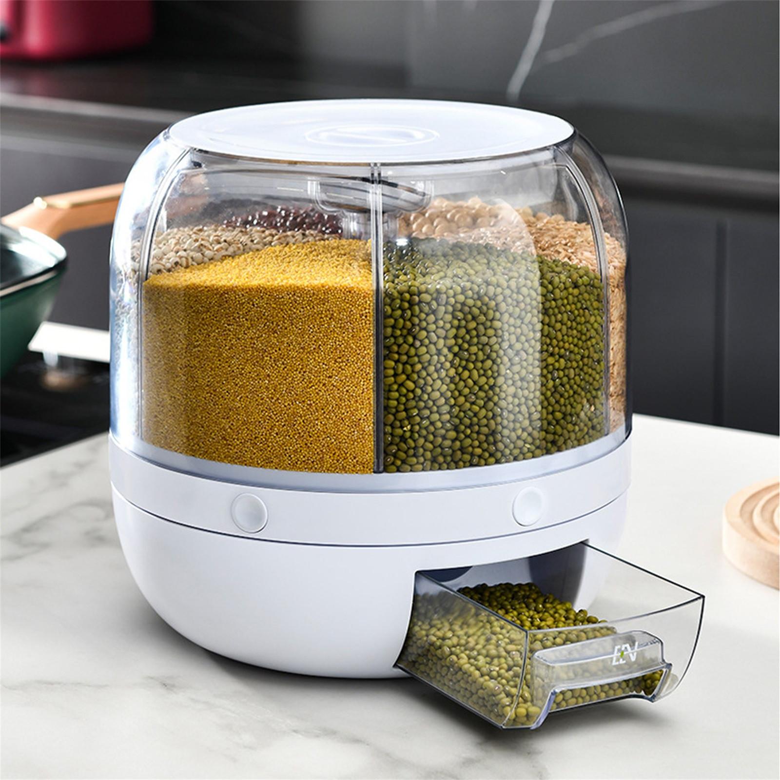 Distributeur De Nourriture Rotatif 6 Compartiments - Pour Céréales Et Riz - Capacité 6kg
