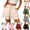 Women Casual Ruffle Shorts, High Waisted Flowy Summer Bottoms