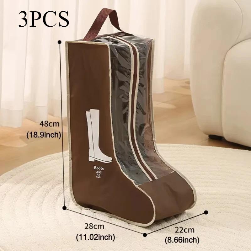1pc/3pcs Portable Shoes Storage Bags Cover Long Riding Rain Boots Dustproof Organizer Waterproof Travel Zipper Pouch Accessories