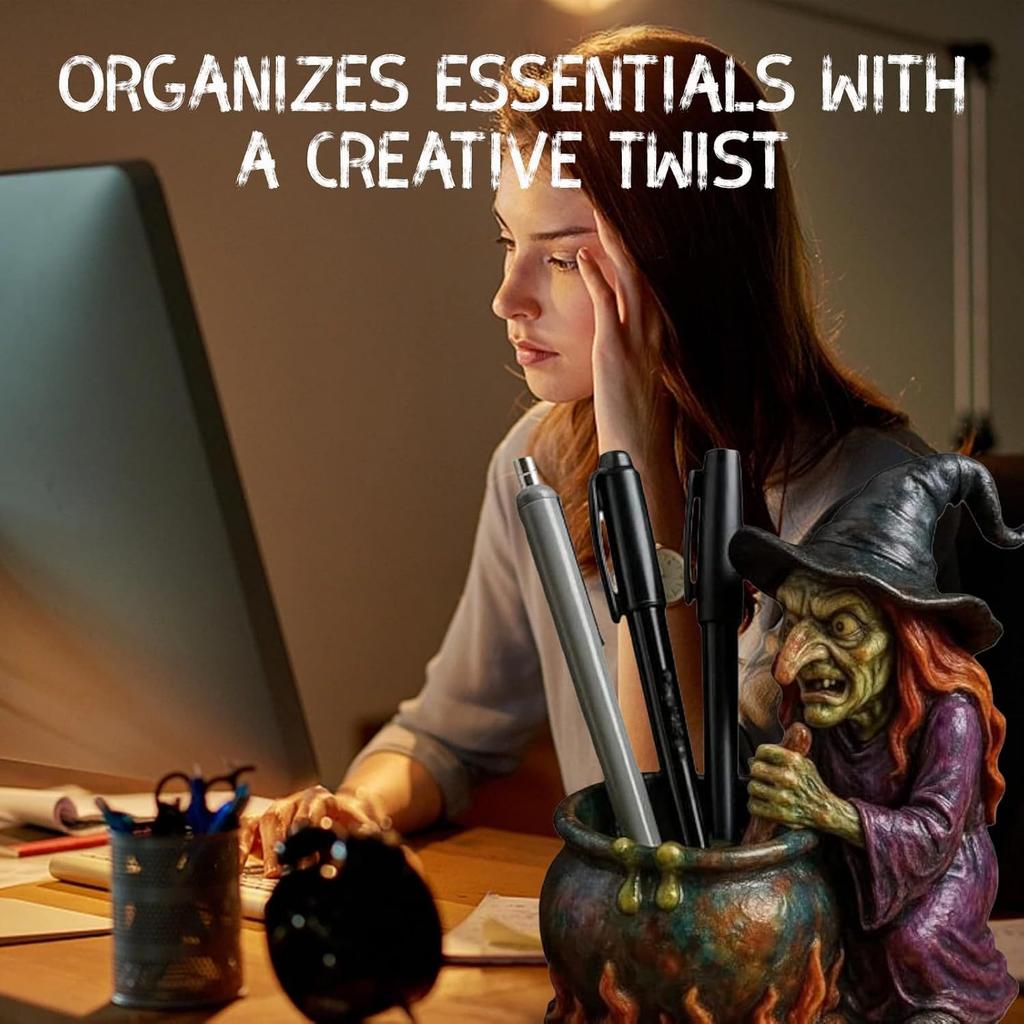 Halloween Gothic Enchanted Witch Pencil Holder Desktop Ornament