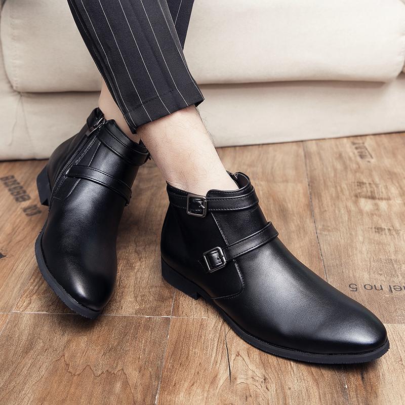 Fashion Elegantes Formal Business Office Man Shoes Classic Men Chelsea Boots Side Zipper Leather Dress Shoes New Arrival Men Ankle Boots