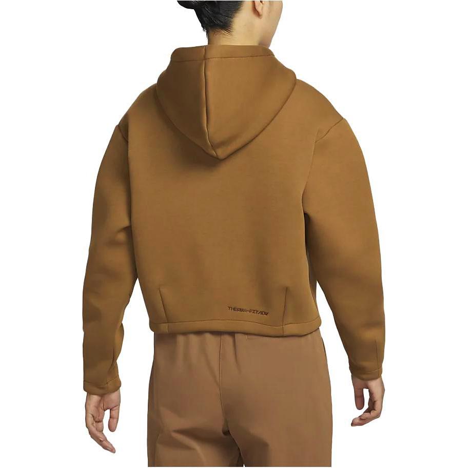 Nike Solid Color Pocket Hooded Half-Zip Pullover Long Sleeve Sweatshirt Women Sweatshirt Brown DV8239-270