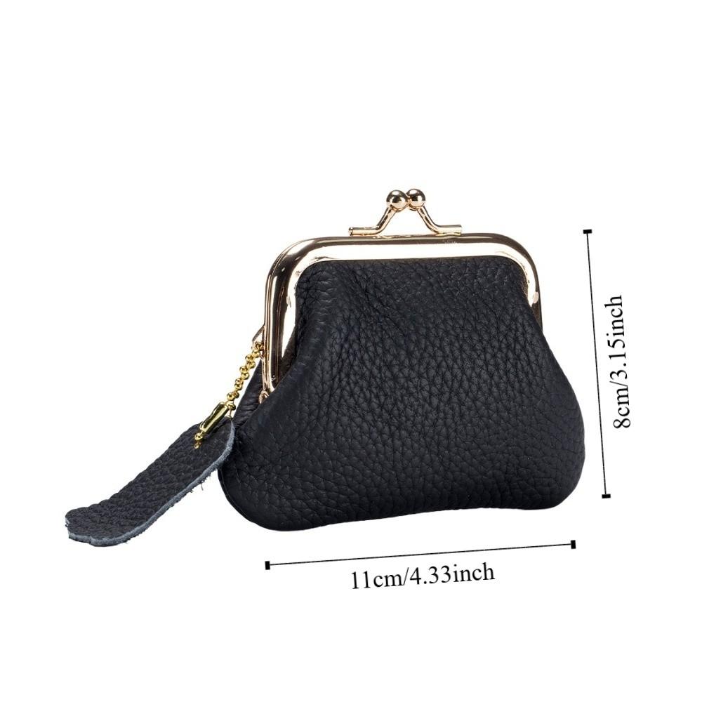 Cow Leather Kiss Lock Leather Wallet Keys/Lipsticks/Earphone Small Item Bag Mini Coin Purse  Women