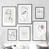 Wall Art Canvas Painting Modern Abstract Line Face Minimalist Nordic Posters And Prints Wall Pictures For Living Room Decoration