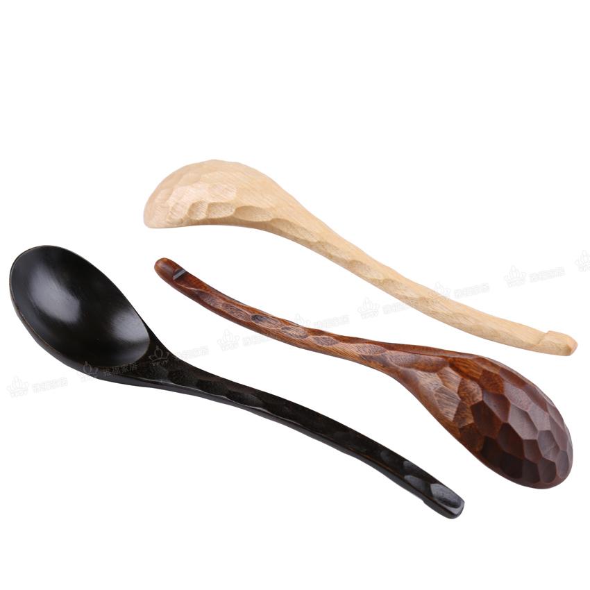 Wooden Spoon Japanese Korea Style Hand Carved Shells Wood Spoon dinner Spoon Japanese Wooden soup Spoon