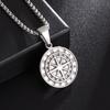 Stainless Steel Retro Mens and Womens Compass Necklace Punk Casting Compass Coin Pendant Jewelry Accessories