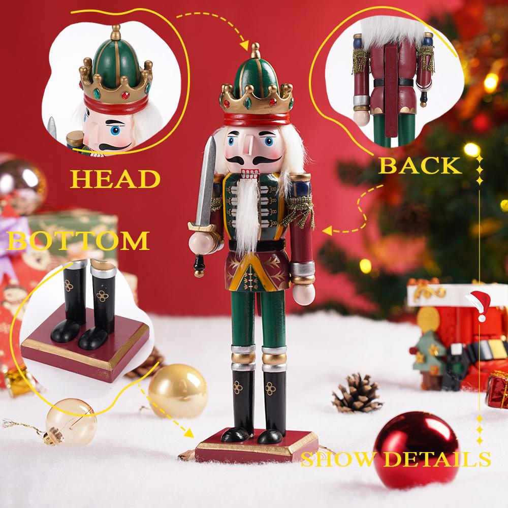 2PCS Wooden Christmas Decorations Nutcracker 30CM Traditional Painted Nutcracker, Collectible Christmas Party for Home Fireplace