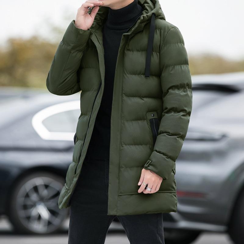 Winter Mid-length Thickened Hooded Cold-proof Padded Jacket Men's Jacket Korean Version of The Padded Jacket Down Padded Jacket Winter Clothes