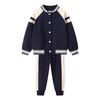 Spring-Autumn Academy-Style Navy Blue Kindergarten & Primary School Baseball Jacket Set