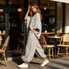 Loose Fit Women Set Women's 2 Piece Sets, Crew Neck Batwing Sleeve Top Two-piece And Lantern Pants Summer Travel Vacation Outfits with Pockets Suit