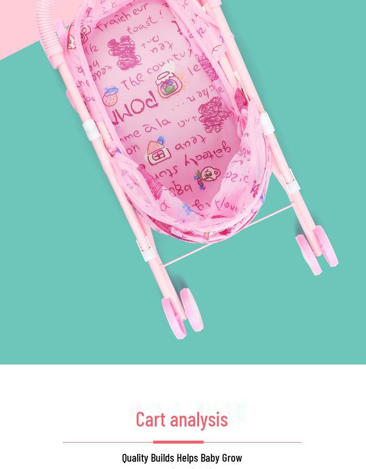 Girls' Large Folding Stroller with Canopy: Pretend Play Toy with Reinforced Metal Walker